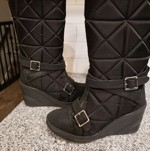 Bebe sport blk wedge boots